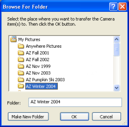 Snapshot of browse for destination folder