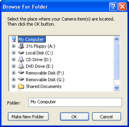 Snapshot of browse for origin folder